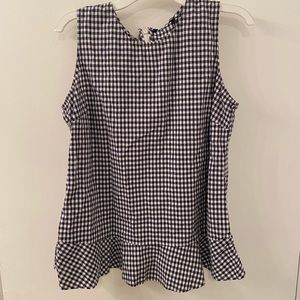 Picnic black and white checkered top with ruffles